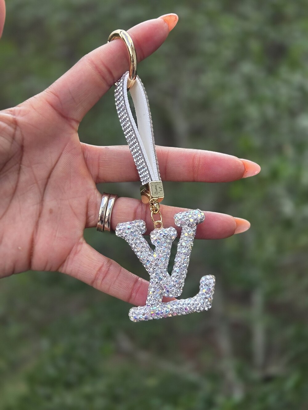 Silver LV Rhinestone/Bag Charm
